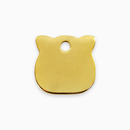 Brass Cat ID Tag Cat Head