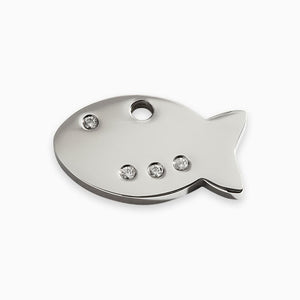 Diamante Polished Stainless Steel Cat ID Tag Fish