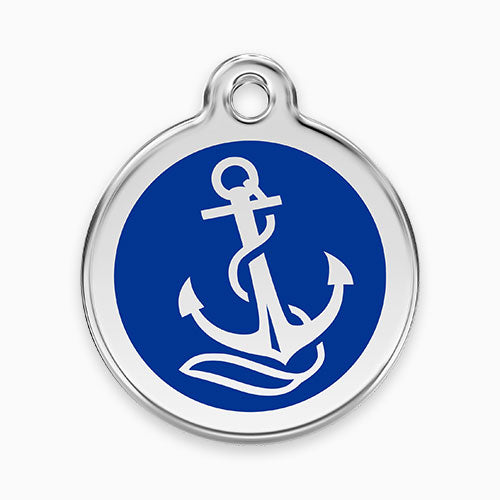 Enamel Pet ID Tag Anchor Dark Blue