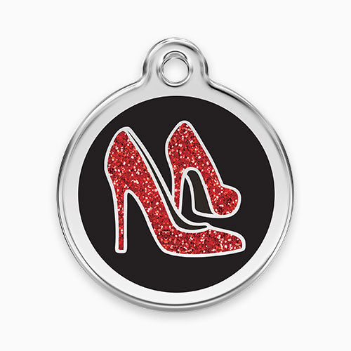 Glitter Enamel Pet ID Tag - Red Shoe